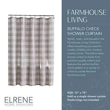 Elrene Home Fashions Farmhouse Living Buffalo-Check Shower Curtain - Gray/White