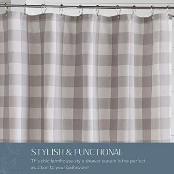 Elrene Buffalo-Check Shower Curtain - Stylish Farmhouse Decor
