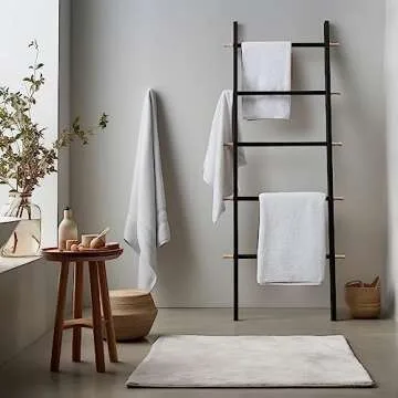 5 Ft Farmhouse Wooden Blanket Ladder - Quilt Ladder for Bedroom - Easy to Assemble - Decorative Blanket Holder