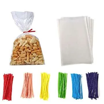 100 Pcs 10 in x 6 in Clear Cellophane Treat Bags