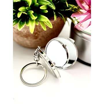 RBN 12 PCS Quinceanera Gold Compact Mirror Keychain Recuerdos de Sweet 15 Princess Party Favor - 12 PCS