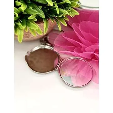 RBN 12 PCS Quinceanera Gold Compact Mirror Keychain Recuerdos de Sweet 15 Princess Party Favor - 12 PCS