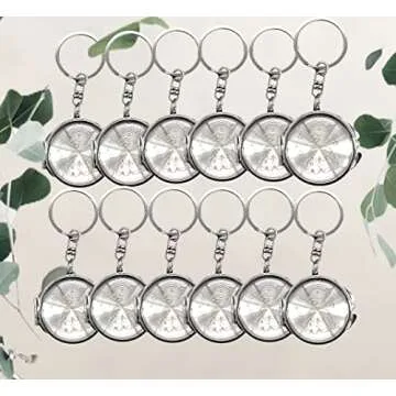 RBN 12 PCS Quinceanera Gold Compact Mirror Keychain Recuerdos de Sweet 15 Princess Party Favor - 12 PCS
