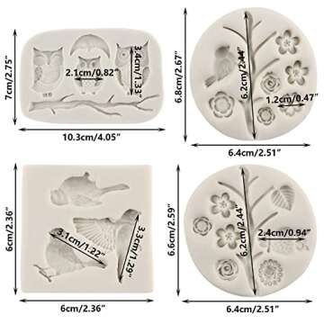 Sijiangmold Bird Silicone Molds Owls Tree Branch Fondant Mold Flower Leaves Silicone Molds For Cake ...
