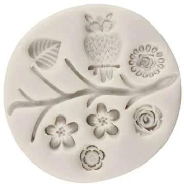 Sijiangmold Bird Silicone Molds Owls Tree Branch Fondant Mold Flower Leaves Silicone Molds For Cake Decorating Candy Chocolate Gum Paste Crafting Polymer Clay Set Of 4