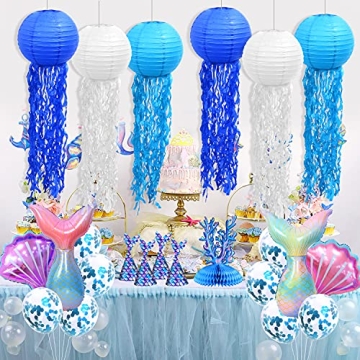 Blue Hanging Jellyfish Lanterns for Underwater Parties
