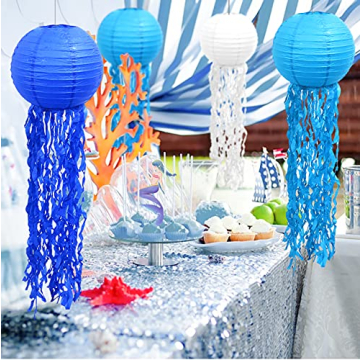 Blue Hanging Jellyfish Lanterns for Underwater Parties