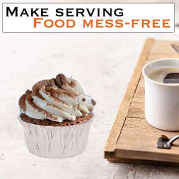 EHOMEA2Z Disposable Ramekins, Foil Baking Cups 4 oz - Heavy Duty, Aluminum Tin Cups with Superior He...