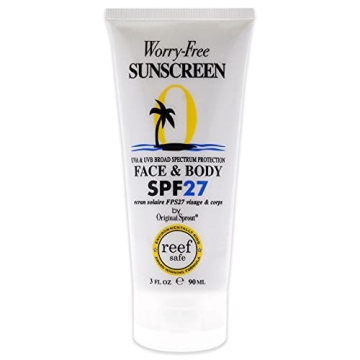 Original Sprout Face and Body Sunscreen, SPF 27, for All Skin Types, Reef Safe, Travel Size 3 oz. Bo...