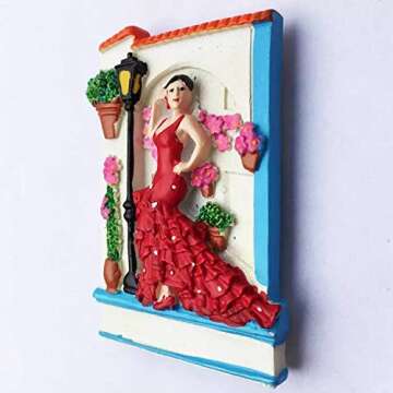 Flamenco Dancer Barcelona Spain Europe World City Resin 3D Strong Fridge Magnet Souvenir Tourist Gif...