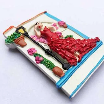 Flamenco Dancer Barcelona Spain Europe World City Resin 3D Strong Fridge Magnet Souvenir Tourist Gift Chinese Magnet Hand Made Craft Creative Home and Kitchen Decoration Magnetic Sticker