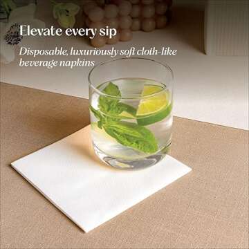 200 Linen-Feel Beverage Napkins - Disposable Cocktail Napkins - Soft & Absorbant Elelgant Paper Napk...