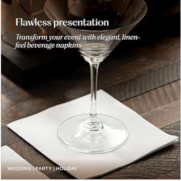 200 Linen-Feel Beverage Napkins - Disposable Cocktail Napkins - Soft & Absorbant Elelgant Paper Napkins For Bar, Café, Restaurant Or Event