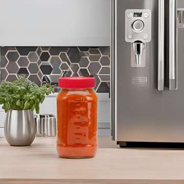 JARMING COLLECTIONS Glass Regular Mouth 24 oz Mason Jars with Lids & Bands - BPA Free Plastic Storag...