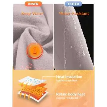 BALEAF Women's Waterproof Leggings Fleece Lined Thermal Warm Winter Yoga Water Resistant Pants with ...