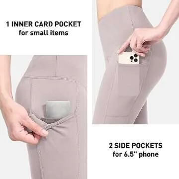 BALEAF Women's Waterproof Leggings Fleece Lined Thermal Warm Winter Yoga Water Resistant Pants with Pockets Light Pink XL