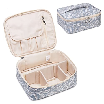 Narwey Travel Makeup Bag with Brush Compartments, Portable Cosmetic Bag, Make up Bag Makeup Organize...