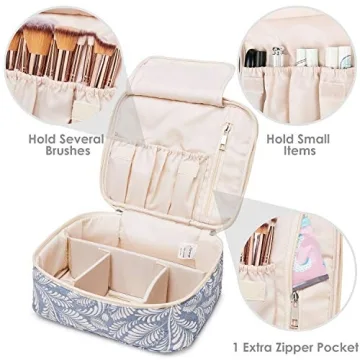 Narwey Portable Makeup Bag with Brush Storage, Stylish Organizer