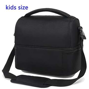 FlowFly Double Decker Cooler Insulated Lunch Bag Large Tote for Boys, Girls, Men, Women, With Adjustable Strap,Black