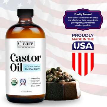 Premium Organic Castor Oil Cold Pressed for Hair Growth and Skin Glow