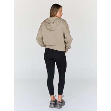 Trendy Queen Hoodies for Women Full Zip Up Cropped Sweatshirts Jackets Casual Comfy Gym Tops Fall Outfits Winter Clothes 2025 Khaki S