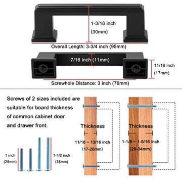 KOOFIZO Stepped Bar Cabinet Pull - Oil Rubbed Bronze Furniture Handle, 3 Inch/76mm Screw Spacing, 10...