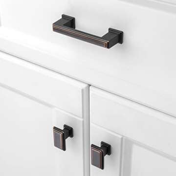 KOOFIZO Stepped Bar Cabinet Pull - Oil Rubbed Bronze Furniture Handle, 3 Inch/76mm Screw Spacing, 10-Pack for Kitchen Cupboard Door, Bedroom Dresser Drawer, Bathroom Wardrobe Hardware