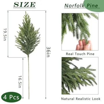 Real Touch Norfolk Pine Branches for Perfect Holiday Decor