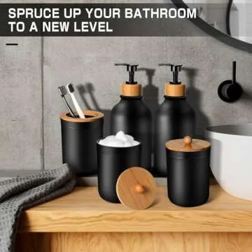 Chic ALPIRIRAL Bamboo Bathroom Accessory Set for Modern Homes