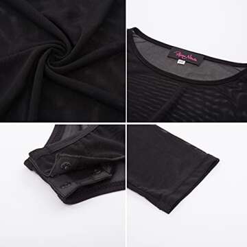 Hanna Nikole Women's Plus Size Mesh Sexy Tops See Through Bodysuit New Years Clubwear 18W