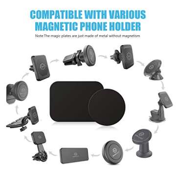 WixGear Phone Magnet Mount Metal Plate - 4 Pack 2 Rectangle and 2 Round with Adhesive - Magnet for Phone Case, Phone Magnets for Back of Phone - Compatible with Magnetic Mounts (Black)