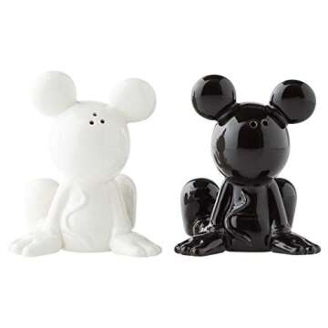 Enesco Disney Ceramics Mickey Mouse Sitting Salt and Pepper Shakers, 3.5 Inch, Black and White