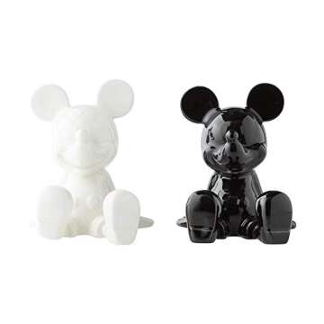 Enesco Disney Ceramics Mickey Mouse Sitting Salt and Pepper Shakers, 3.5 Inch, Black and White