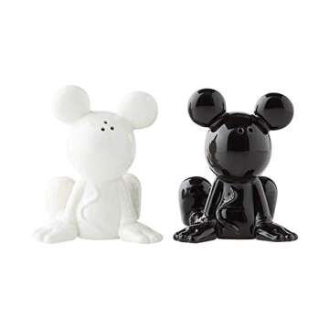 Enesco Disney Ceramics Mickey Mouse Sitting Salt and Pepper Shakers, 3.5 Inch, Black and White