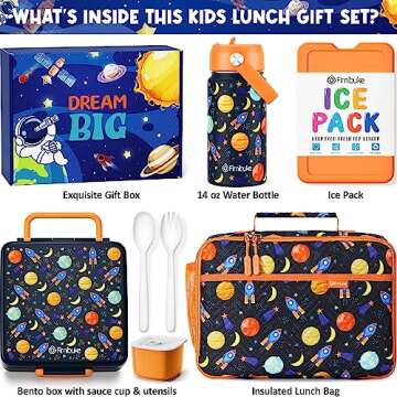 Fimibuke Kids Bento Lunch Box Set with 4 Compartments, Insulated lunch Bag, Stainless Steel Insulate...