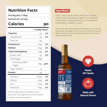 Torani Coffee Syrup, Pumpkin Pie Flavored Syrup for Drinks, Pump Included, 25.4 Fl Oz