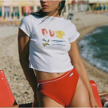 Women's Short Sleeve Y2K White Baby Tees E-Girls Cute Graphic Print Crop Tops Slim Fit T Shirts Retro Vintage Aesthetic 90s Fashion Clothes