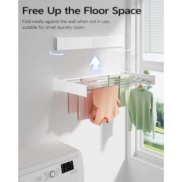 Vikaqi Wall Mounted Clothes Drying Rack 40 inches, Foldable Wall Mount Laundry Rack Folding Indoor, ...