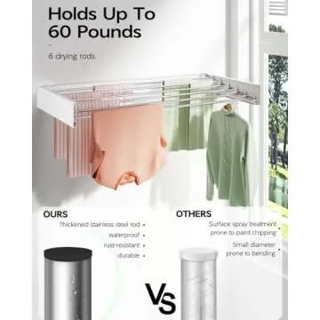 Vikaqi Wall Mounted Clothes Drying Rack - Stylish & Space-Saving