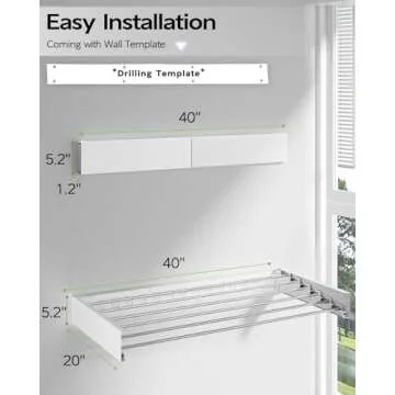 Vikaqi Wall Mounted Clothes Drying Rack - Stylish & Space-Saving