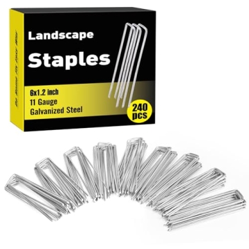 HongWay 240 Pack 6 Inch Landscape Staples, Garden Staples Galvanized Landscaping Fabric Pins 11 Gaug...