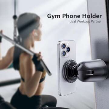 MiiKARE Dual Magnetic Phone Holder for Magsafe, Strong Magnets Gym Phone Holder Mount, 360° Rotatio...
