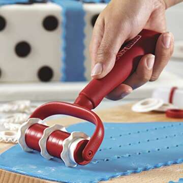 Cake Boss Decorating Tools Plastic Fondant Ribbon Cutter, Red -