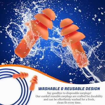 Quality Reusable Earplugs for Sound Protection - 100 Pairs