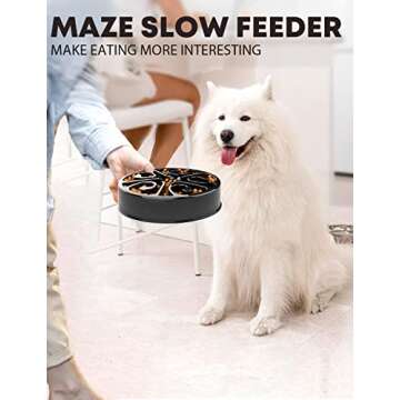 Freefa Slow Feeder Dog Bowl, Medium Breed, Puzzle Feeder, Maze Pattern, Food Grade Material, 340 ml,...