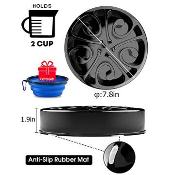 Freefa Slow Feeder Dog Bowl, Medium Breed, Puzzle Feeder, Maze Pattern, Food Grade Material, 340 ml, All Life Stages, Black, Includes Travel Bowl