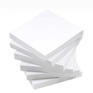 White Sticky Notes, 6 Pads, 3 X 3 Inch, 100 Sheets/Pad, Self-Stick Notes Pads, Easy Post Notes for O...