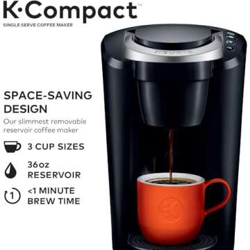 Keurig MAIN-85544 Compact Single-Serve K-Cup Pod Coffee Maker, Black, 2.3