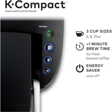 Keurig MAIN-85544 Compact Single-Serve K-Cup Pod Coffee Maker, Black, 2.3