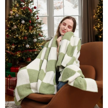 QQP Checkered Throw Blanket | Soft Cozy Microfiber for Home & Bed